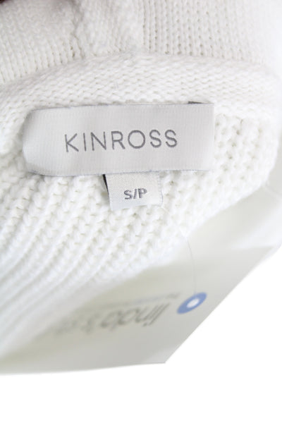 Kinross Womens Pullover Hoodie White V-Neck Cotton Drawstring Size S