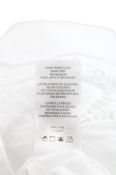 Rails Womens White Star Print Linen Button-Up Blouse Petite Size XS