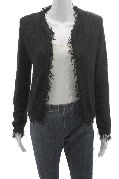 IRO Women Black Designer Blazer Long Sleeve Cotton Blend Size 36