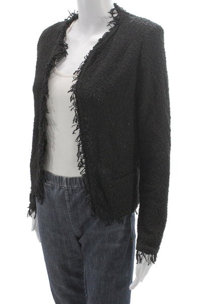 IRO Women Black Designer Blazer Long Sleeve Cotton Blend Size 36
