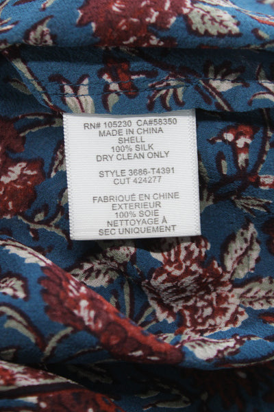 Joie Women Silk Floral Tunic Long Sleeve Button Cuff Multicolor Size S