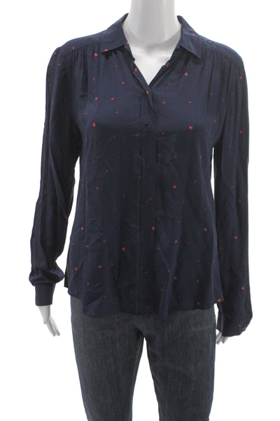 Joie Women Polka Dot Collared Viscose Button-Up Long Sleeve Size S