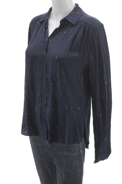 Joie Women Polka Dot Collared Viscose Button-Up Long Sleeve Size S