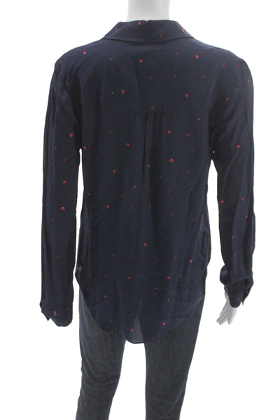 Joie Women Polka Dot Collared Viscose Button-Up Long Sleeve Size S