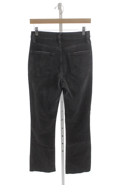 Allsaints Women Cropped Black Cotton Blend High Rise Jeans Size 25