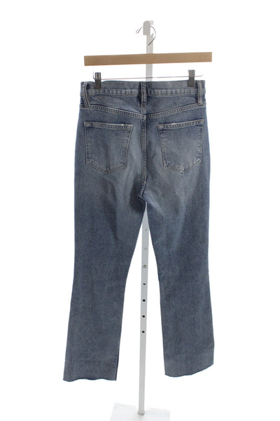Allsaints Womens Straight Jeans Blue Cotton High Rise Embellished Size 25