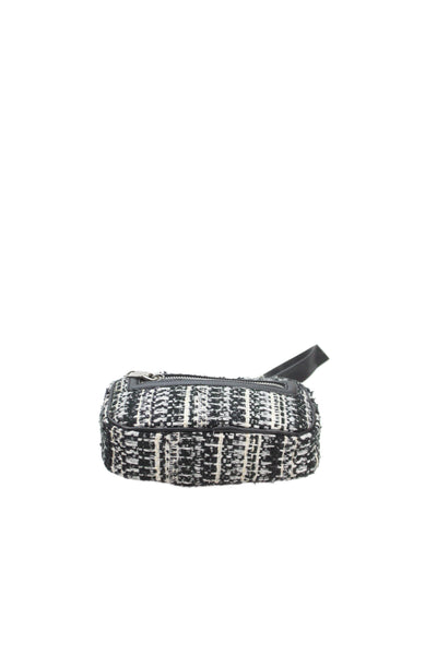 Zara Trafaluc Womens Tweed Zip Around Belt Bag Black White