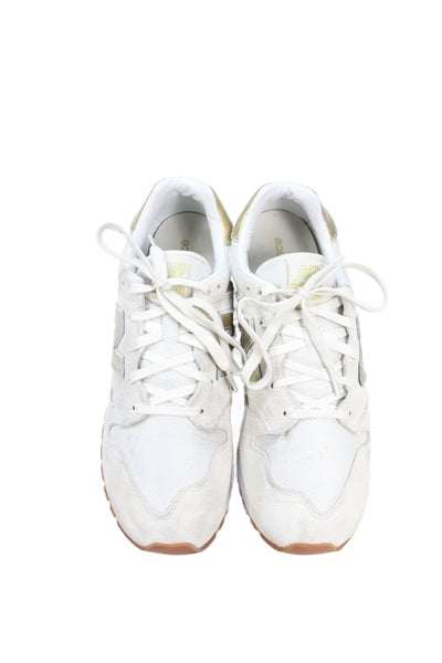 New Balance Womens Suede Lace Up 520 Sneakers White Gold Size 9.5