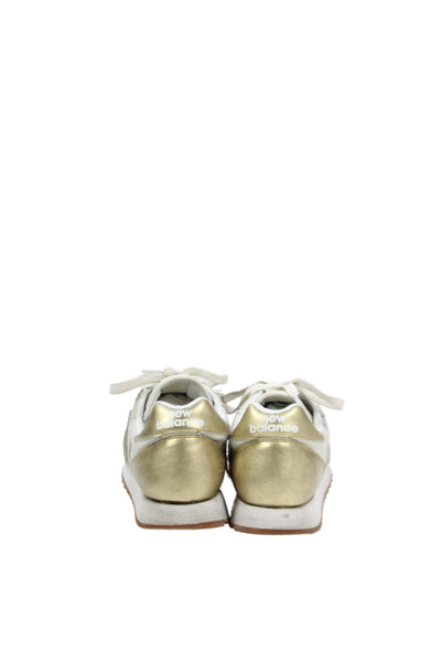 New Balance Womens Suede Lace Up 520 Sneakers White Gold Size 9.5