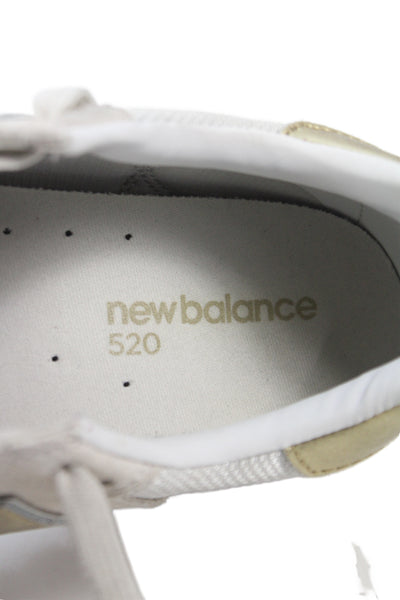 New Balance Womens Suede Lace Up 520 Sneakers White Gold Size 9.5