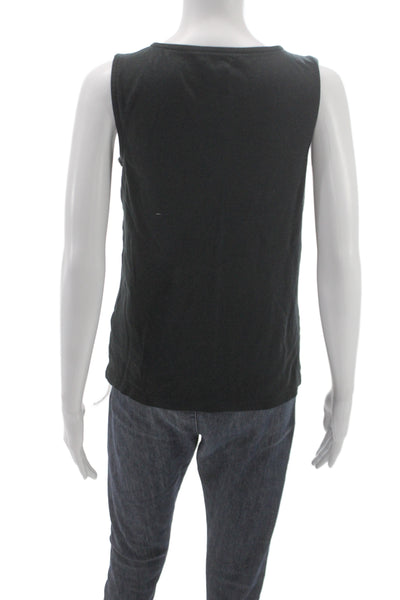J Crew Womens Basic Black 100% Cotton Sleeveless Round Neck Tank Size M