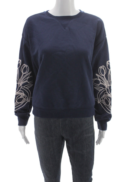 Scotch & Soda Womens Pullover Sweatshirt Blue Floral Crew Neck Size M
