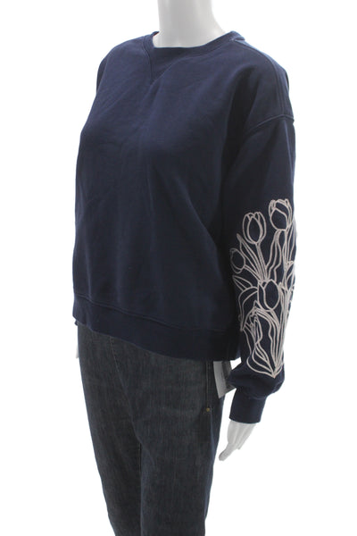 Scotch & Soda Womens Pullover Sweatshirt Blue Floral Crew Neck Size M