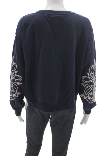 Scotch & Soda Womens Pullover Sweatshirt Blue Floral Crew Neck Size M