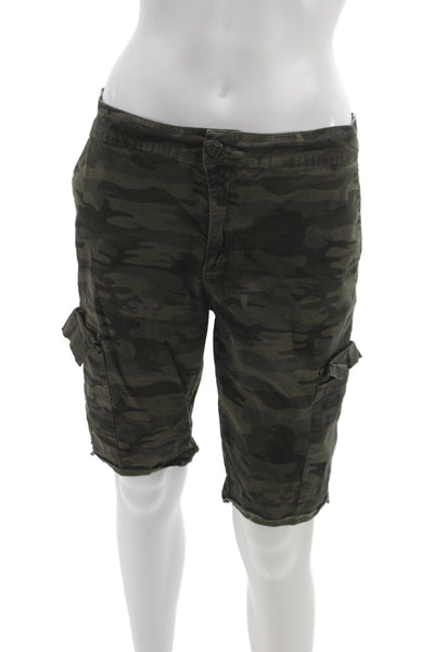 Sanctuary Womens Green Camouflage Cargo Shorts Size L