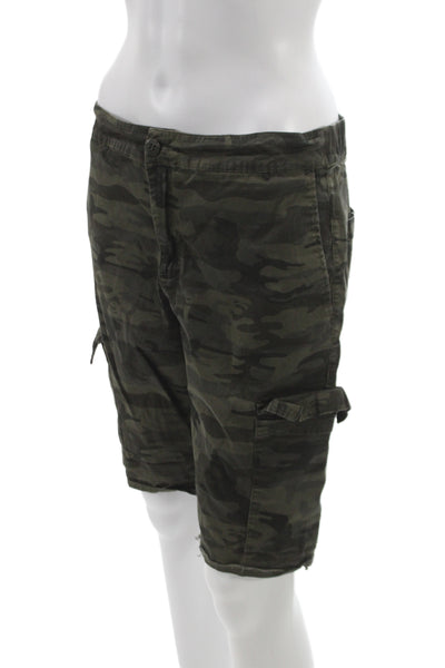 Sanctuary Womens Green Camouflage Cargo Shorts Size L