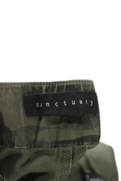 Sanctuary Womens Green Camouflage Cargo Shorts Size L