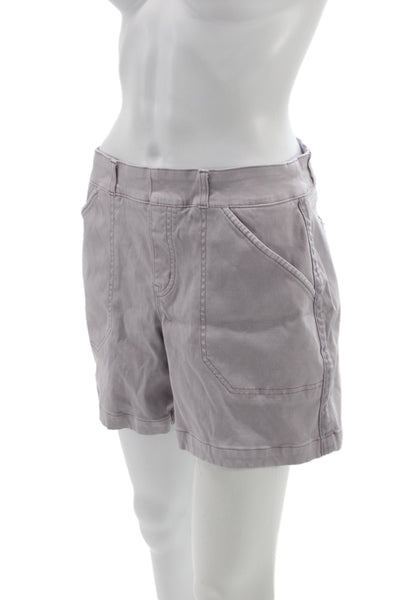 Spanx Women Chino Shorts Gray Cotton Button Casual Spring Size M