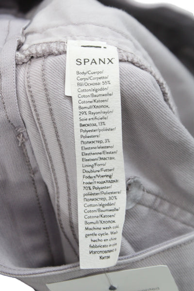 Spanx Women Chino Shorts Gray Cotton Button Casual Spring Size M