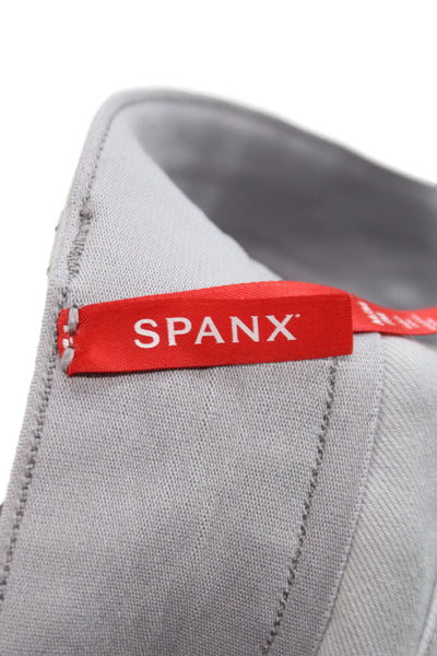 Spanx Women Chino Shorts Gray Cotton Button Casual Spring Size M