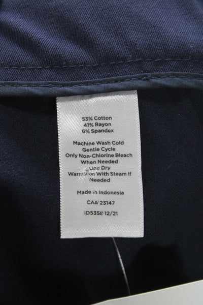 Talbots Women Ankle Pants Blue Cotton Rayon Spandex Pull On 27 Inseam Size 8