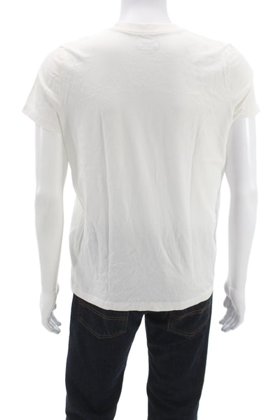 Coach Mens White Logo Graphic Cotton Crew Neck Basic T Shirt Size M