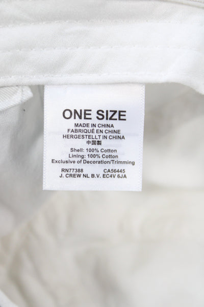 J Crew Womens Baseball Cap Hat White Cotton Size One Size