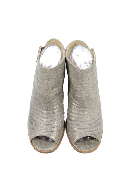 Paul Green Womens Leather Open Toe Slingbacks Sandal Heels Silver Size 5