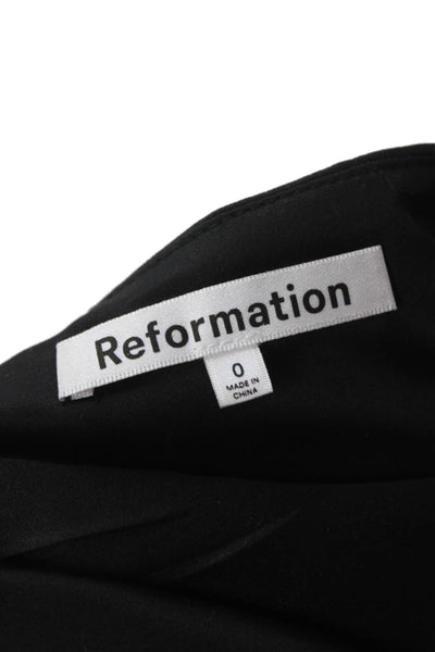 Reformation Women Black Straight Pencil Mini Skirt Zip 100% Polyester Size 0