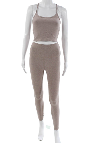 Beyond Yoga Womens Shelf Tank Top Leggings Set Beige Size Extra Small