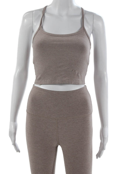 Beyond Yoga Womens Shelf Tank Top Leggings Set Beige Size Extra Small