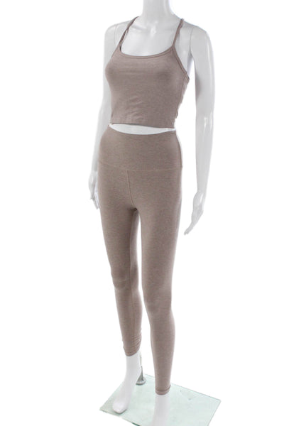 Beyond Yoga Womens Shelf Tank Top Leggings Set Beige Size Extra Small