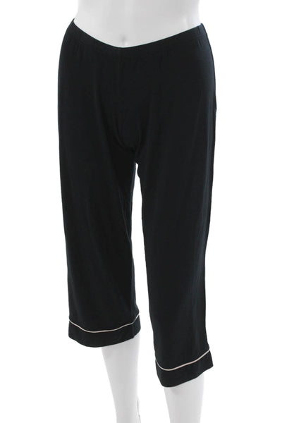 Eberjey Womens Short Sleeves Shirt Pants Pajama Set Black Size Extra Small