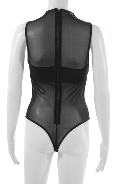 Alice + Olivia Women One Piece Bodysuit Black Sleeveless Round Neck Size S