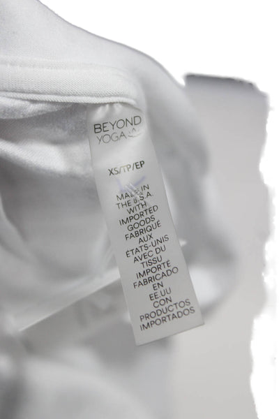 Beyond Yoga Women Cropped Basic T-Shirt White Crew Neck Short Sleeve Size XS