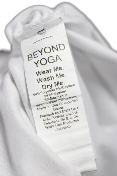 Beyond Yoga Women Cropped Basic T-Shirt White Crew Neck Short Sleeve Size XS