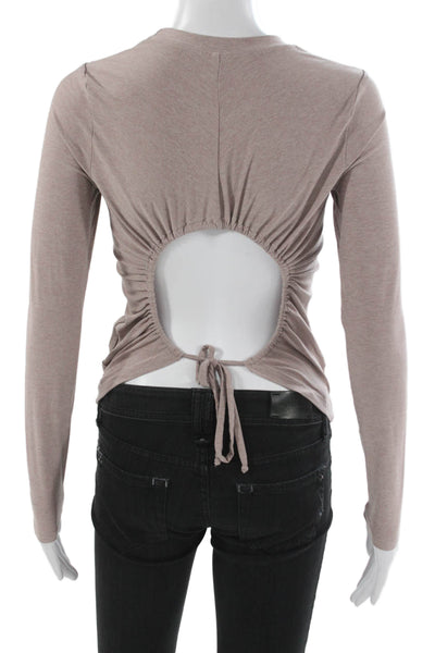 Beyond Yoga Womens Basic Beige Long Sleeve T-Shirt Size XS