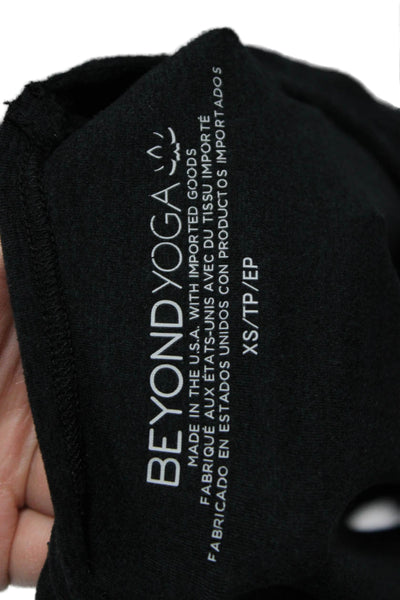 Beyond Yoga Women Cropped Black Long Sleeve T-Shirt Crew Neck Polyester Size XS