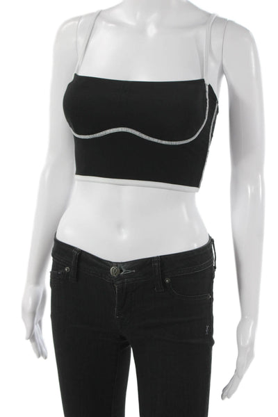 Alo Womens Pullover Sports Bra Black White Size Extra Small