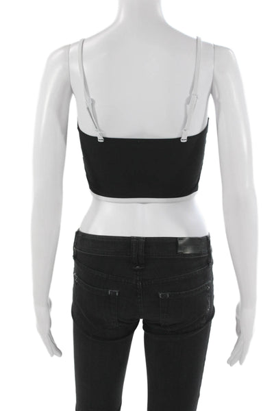 Alo Womens Pullover Sports Bra Black White Size Extra Small