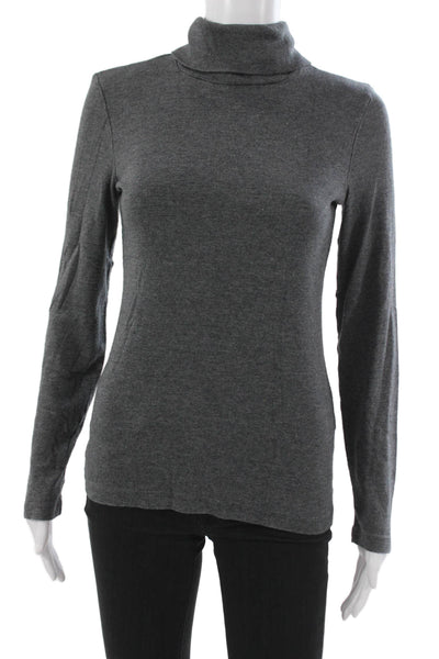 Splendid Womens Gray Pima Cotton Turtleneck Long Sleeve Basic T-Shirt Size M