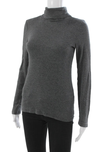 Splendid Womens Gray Pima Cotton Turtleneck Long Sleeve Basic T-Shirt Size M
