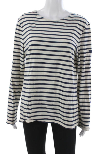 Saint James L'Atelier Womens Striped Cotton Boatneck Long Sleeve T-Shirt Size L