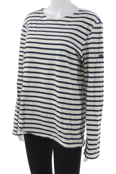 Saint James L'Atelier Womens Striped Cotton Boatneck Long Sleeve T-Shirt Size L