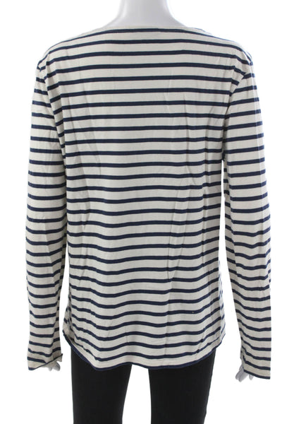 Saint James L'Atelier Womens Striped Cotton Boatneck Long Sleeve T-Shirt Size L