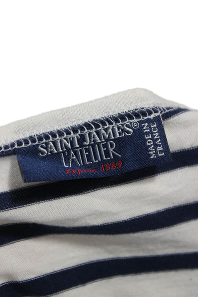 Saint James L'Atelier Womens Striped Cotton Boatneck Long Sleeve T-Shirt Size L