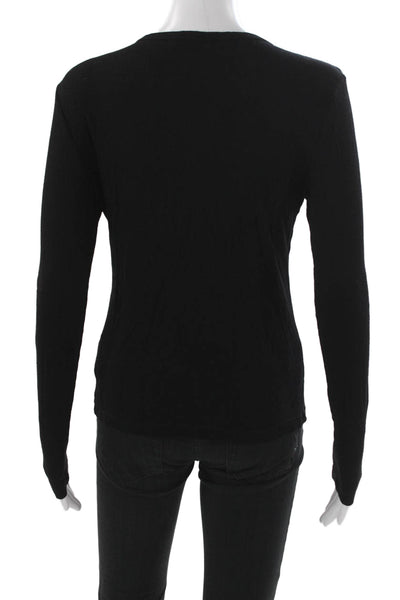Agolde Womens Black Long Sleeve Basic T-Shirt Crew Neck Viscose Spandex Size L