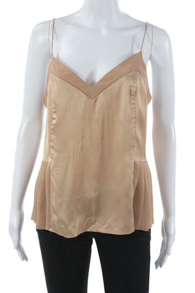 Reiss Women Beige Viscose Camisole V Neck Sleeveless Button Size 6