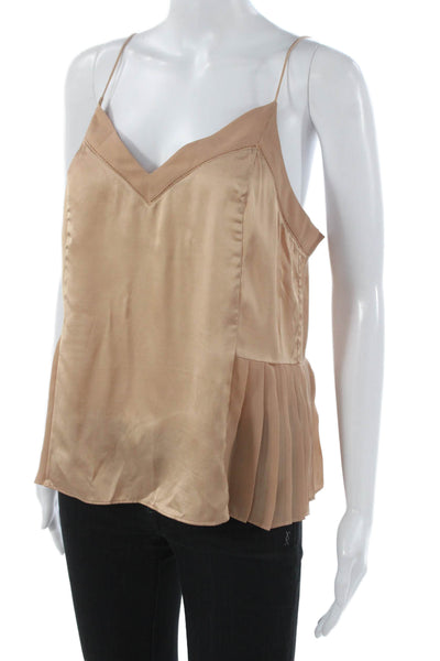 Reiss Women Beige Viscose Camisole V Neck Sleeveless Button Size 6