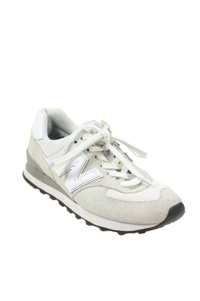New Balance Womens Lace Up Logo Low Top Trainers Sneakers Gray White Suede 8